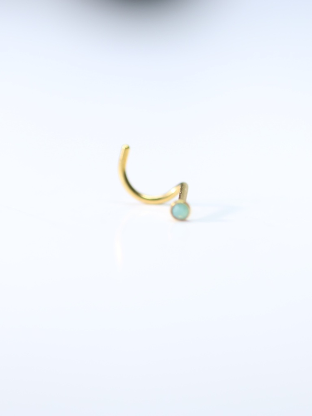 Aquamarine Golde Plated Nose Piercing 22 gauge Corkscrew New